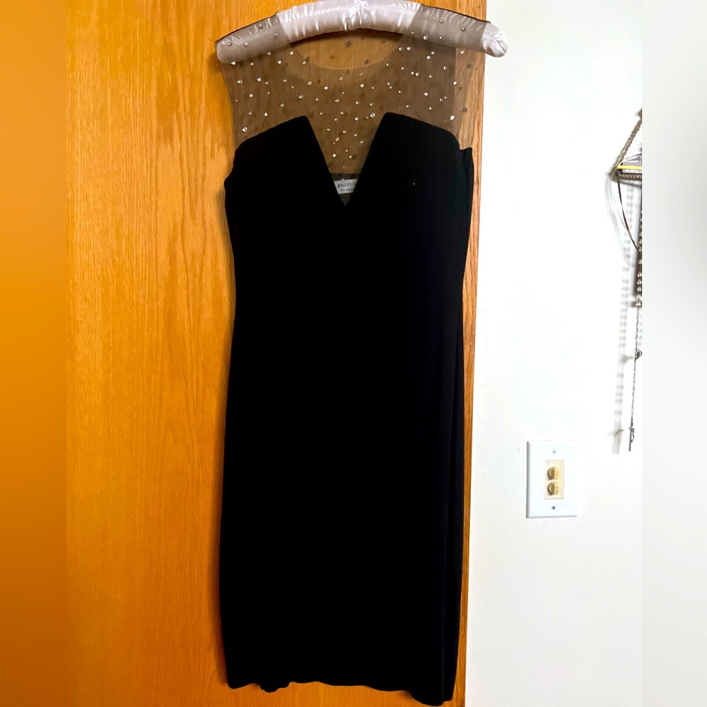 Black Baily 44 Dress W/ mesh top and accent beads